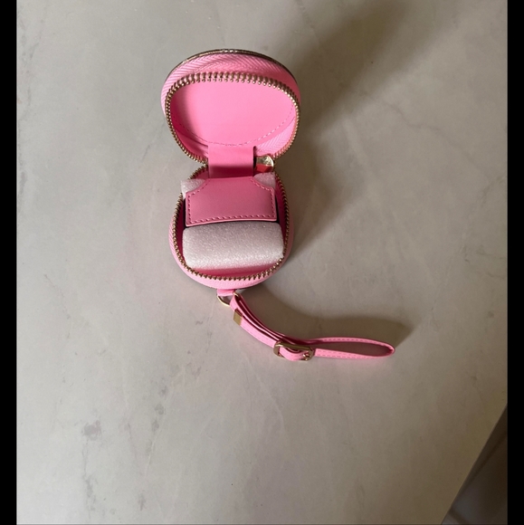 Case for Airpod 1/2 3 with lanyard / wristlet- Khaki/Pink - Picture 2 of 4